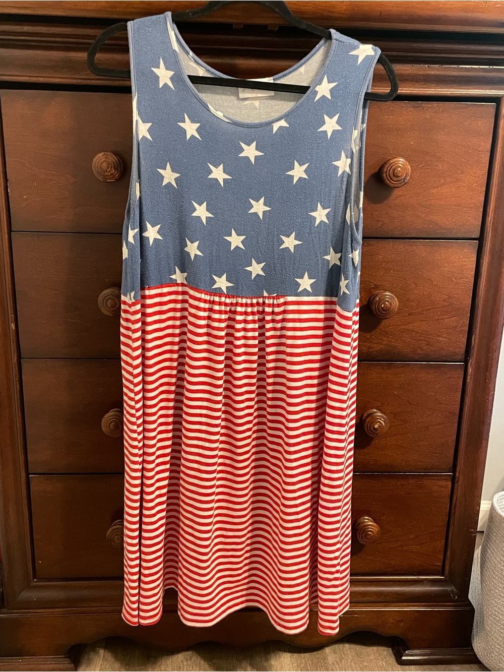 Diva design xl soft Jersey American flag stars stripes dress 4th patriotic